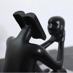 Abstract Desk Figure - Modern White Sculpture, side view - House Of Avana