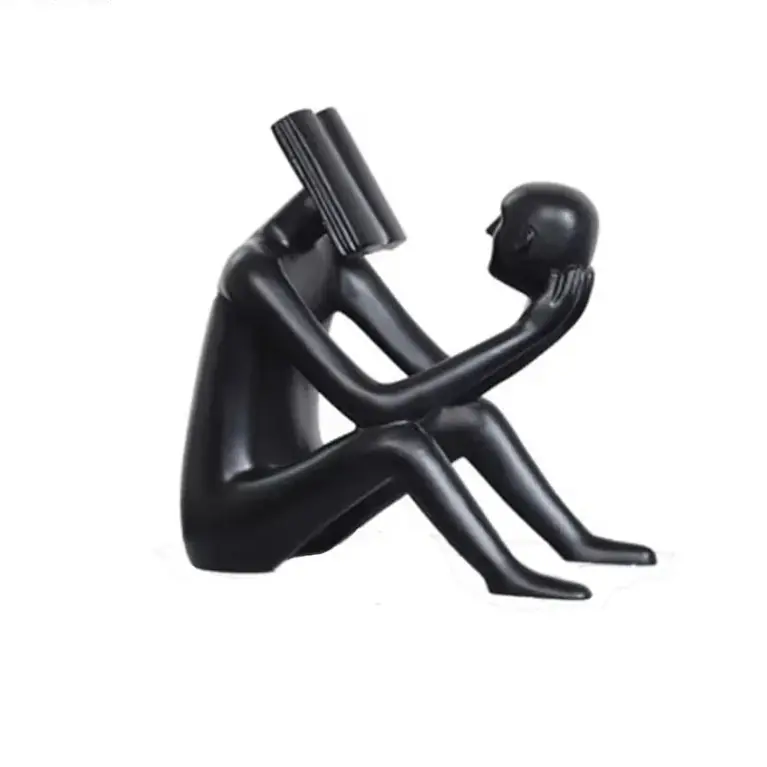 Abstract Desk Figure - Modern White Sculpture, detail shot - House Of Avana