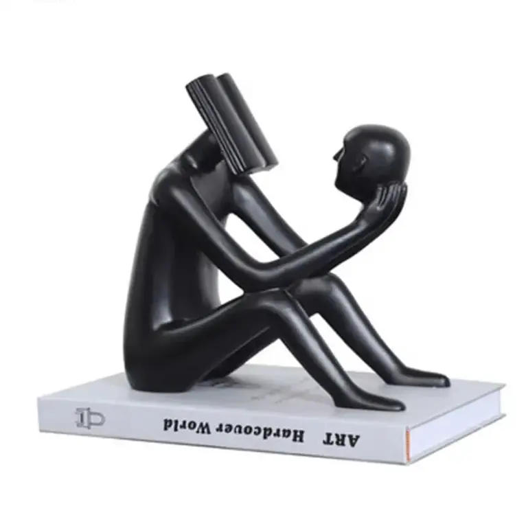 Abstract Desk Figure - Modern White Sculpture, top view - House Of Avana
