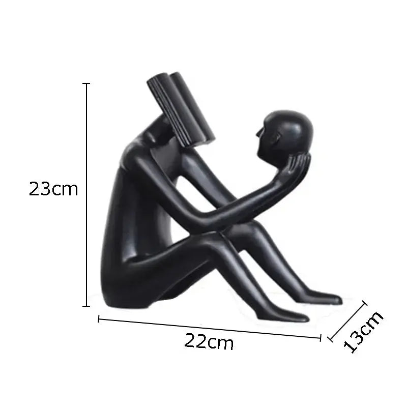 Abstract Desk Figure - Modern White Sculpture, angled view - House Of Avana