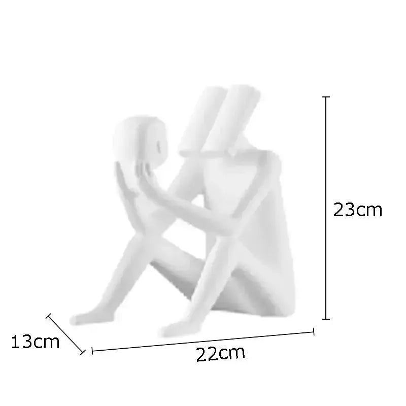 Abstract Desk Figure - Modern White Sculpture, angled view - House Of Avana