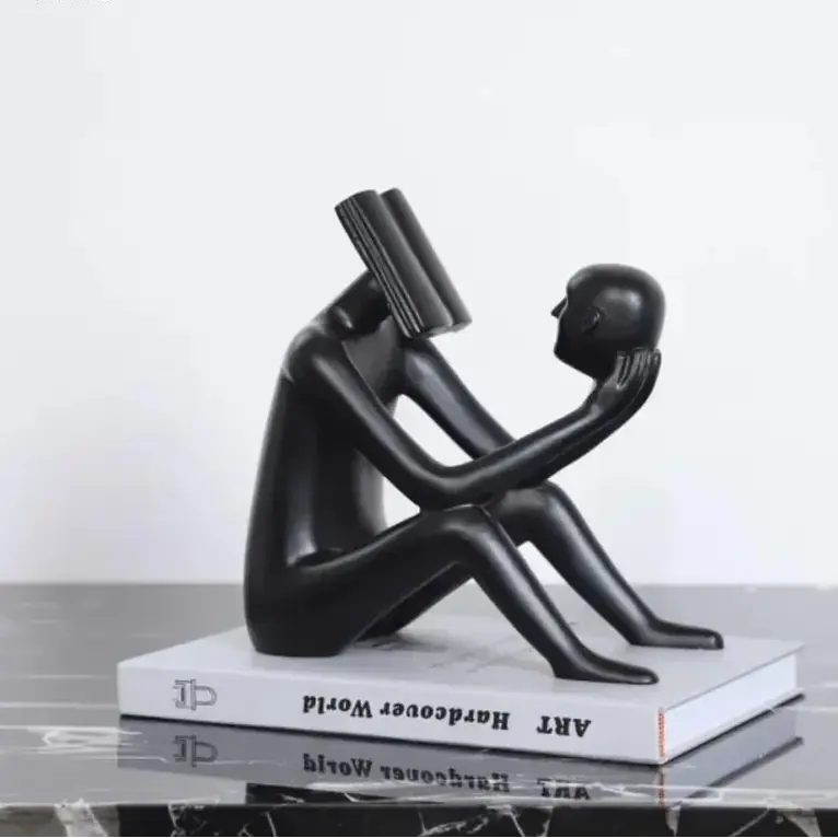 Abstract Desk Figure - Modern White Sculpture, front view - House Of Avana