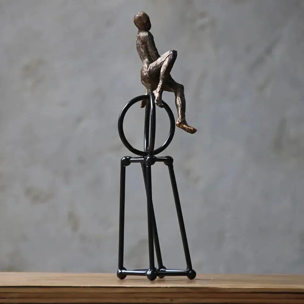 Modern Iron Sculpture - Abstract Figure Black, angled view - House Of Avana