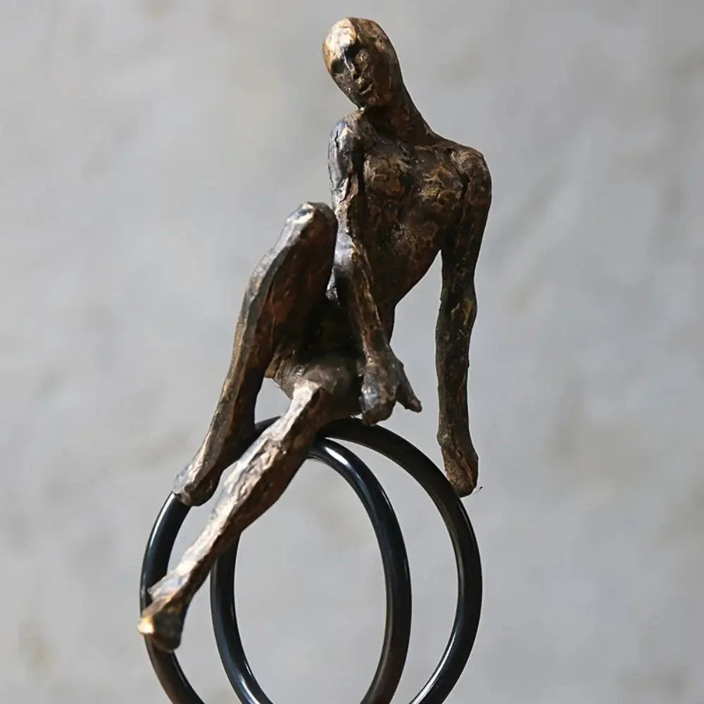 Modern Iron Sculpture - Abstract Figure Black, angled view - House Of Avana