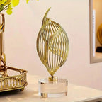Abstract Table Sculpture - Golden Modern, side view - House Of Avana