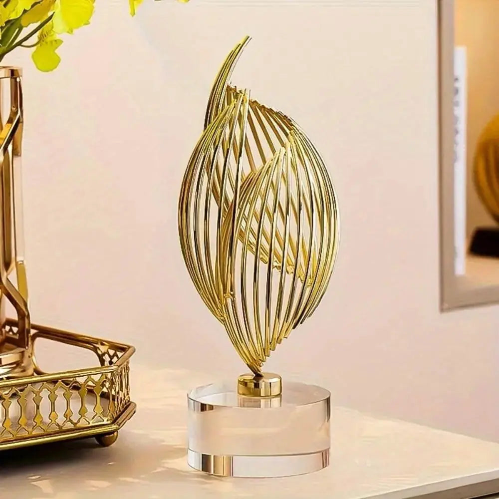 Abstract Table Sculpture - Golden Modern, side view - House Of Avana