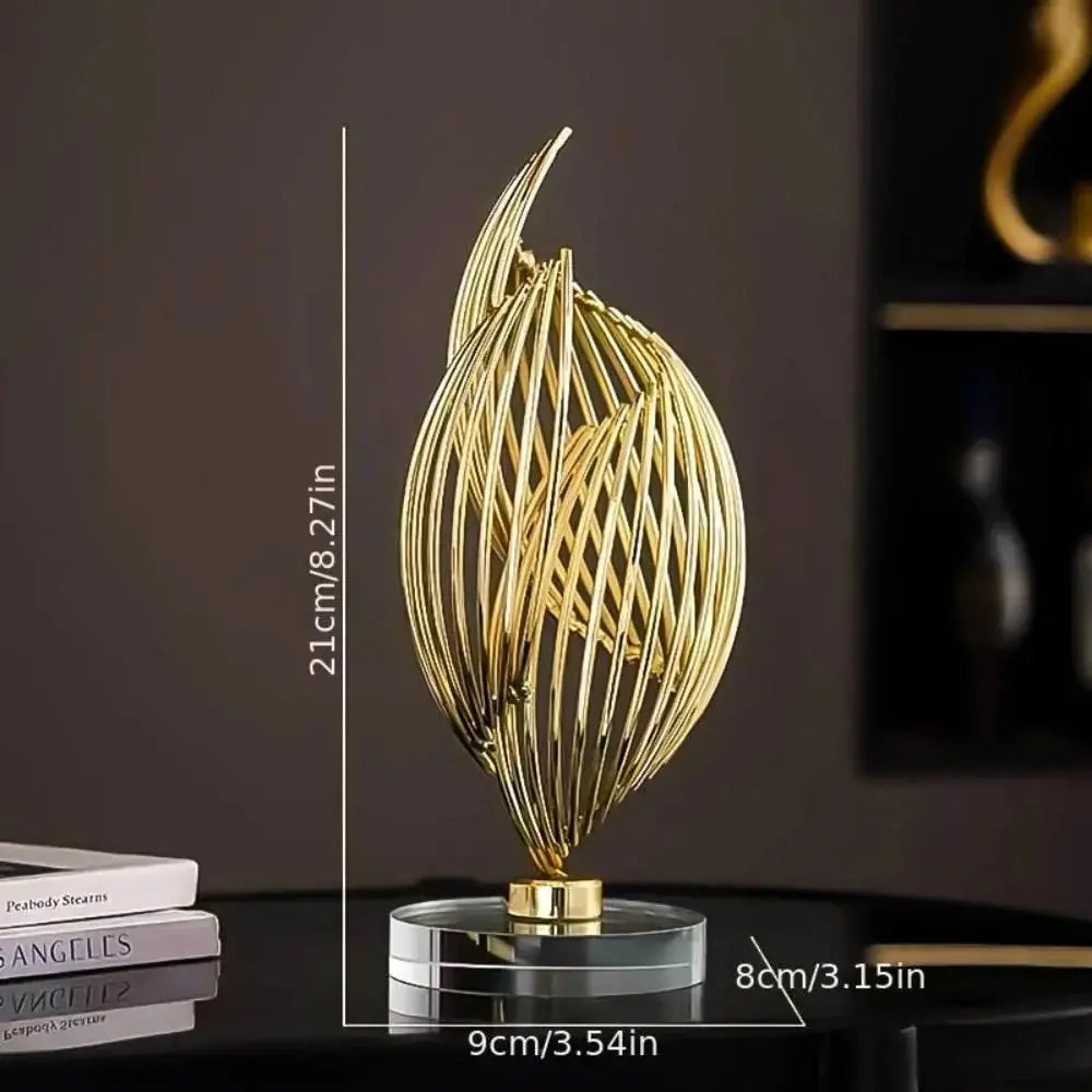 Abstract Table Sculpture - Golden Modern, top view - House Of Avana