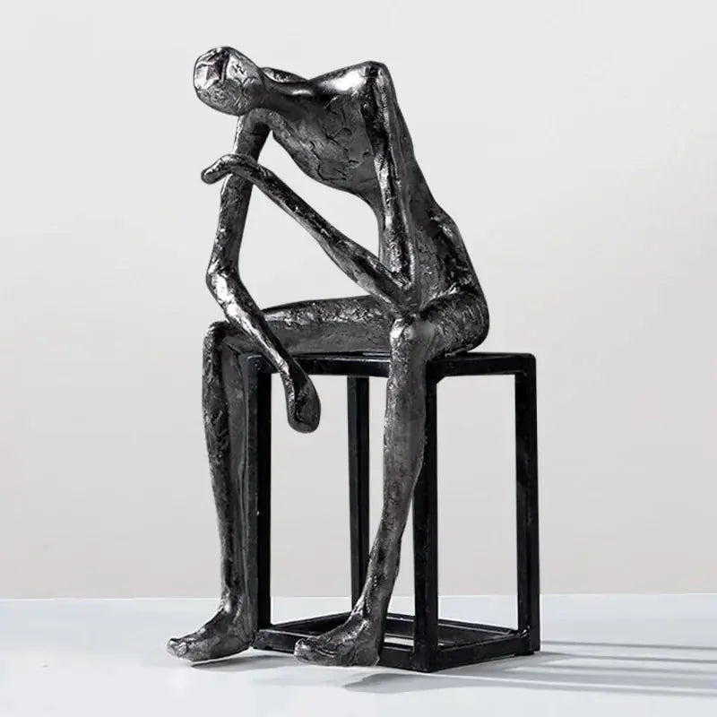 Abstract Figure Sculpture - Modern Thinker Figurine, detail shot - House Of Avana