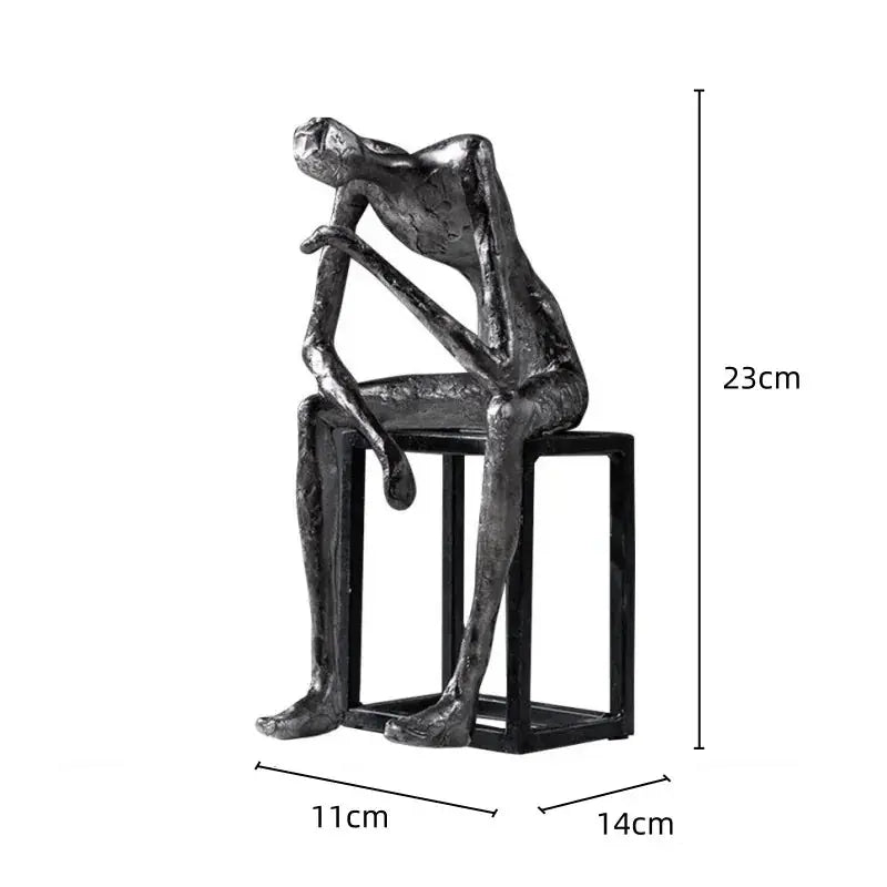 Abstract Figure Sculpture - Modern Thinker Figurine, angled view - House Of Avana