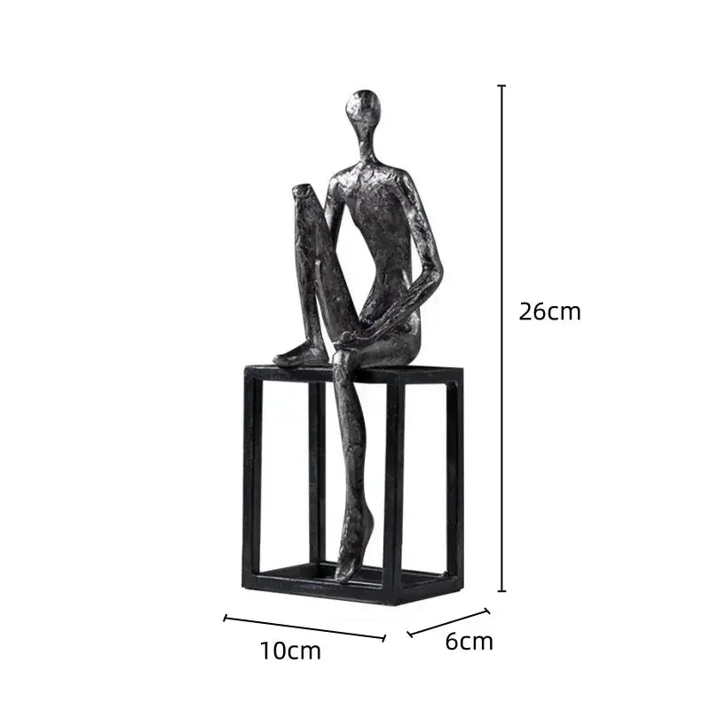 Abstract Figure Sculpture - Modern Thinker Figurine, angled view - House Of Avana