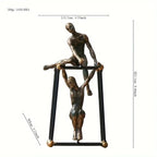 Abstract Bronze Sculpture - Two Figures Black Frame, side view - House Of Avana