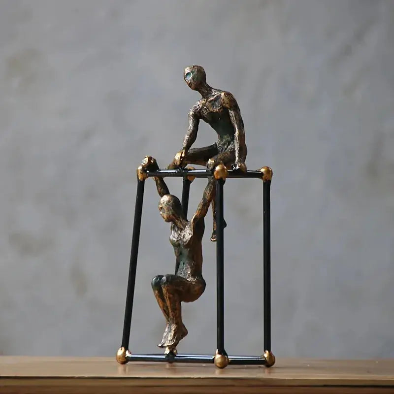 Abstract Bronze Sculpture - Two Figures Black Frame, detail shot - House Of Avana