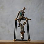 Abstract Bronze Sculpture - Two Figures Black Frame, top view - House Of Avana