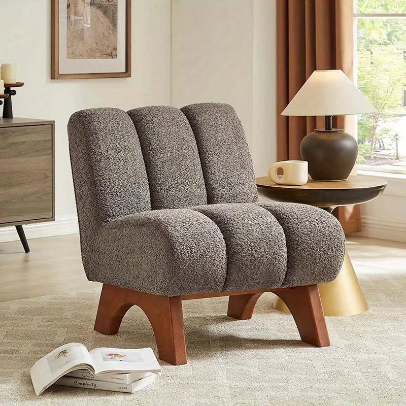 Accent Chair - Sherpa Beige Wooden Legs, product packaging - House Of Avana