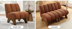 Accent Chair - Sherpa Beige Wooden Legs, top view - House Of Avana