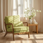Accent Chair - Blue White Striped Upholstered, lifestyle image - House Of Avana