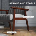 Accent Chair - Grey Tufted Wooden Legs, top view - House Of Avana