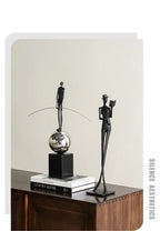 Abstract Sculpture - Acrobatic Figurine Gold Finish | Mixed (Metal and Marble) Figure Sculpture | texture detail | Abstract home decor | House of Avana