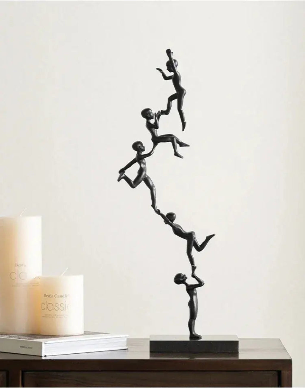 Abstract Sculpture - Acrobatic Figurine Gold Finish | Mixed (Metal and Marble) Figure Sculpture | base detail | Abstract home decor | House of Avana