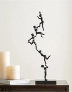 Abstract Sculpture - Acrobatic Figurine Gold Finish | Mixed (Metal and Marble) Figure Sculpture | base detail | Abstract home decor | House of Avana