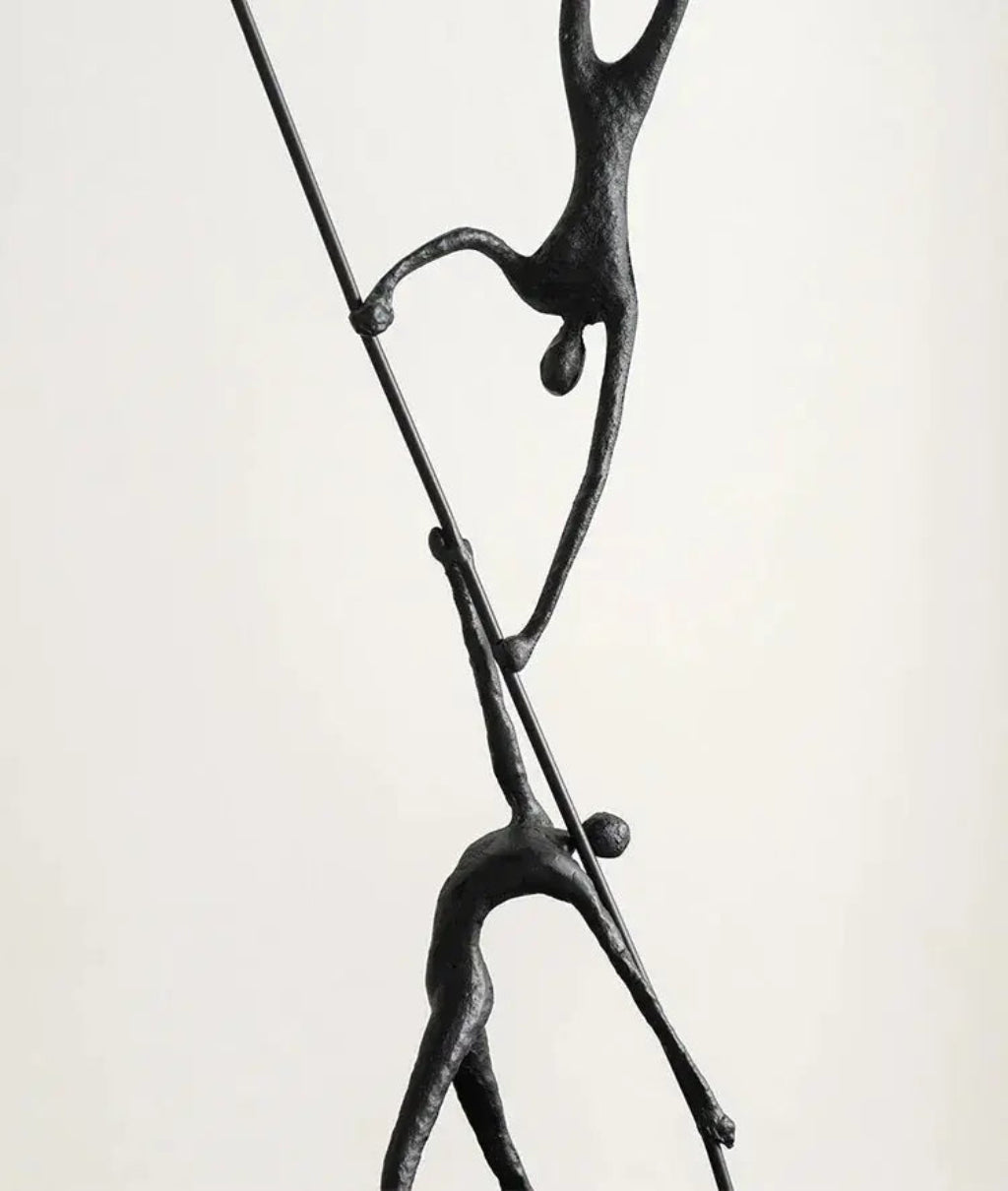 Abstract Sculpture - Acrobatic Figurine Gold Finish | Mixed (Metal and Marble) Figure Sculpture | room setting | Abstract home decor | House of Avana