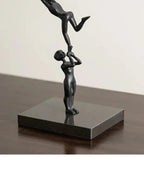 Abstract Sculpture - Acrobatic Figurine Gold Finish | Mixed (Metal and Marble) Figure Sculpture | overhead view | Abstract home decor | House of Avana