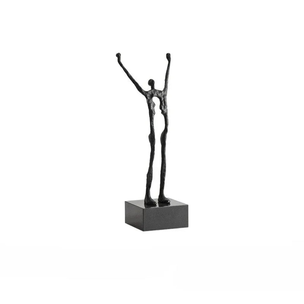 Abstract Sculpture - Acrobatic Figurine Gold Finish | Mixed (Metal and Marble) Figure Sculpture | top view | Abstract home decor | House of Avana