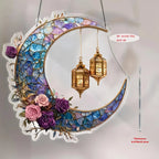 Acrylic Sun Catcher - Double-sided Crescent Moon, side view - House Of Avana