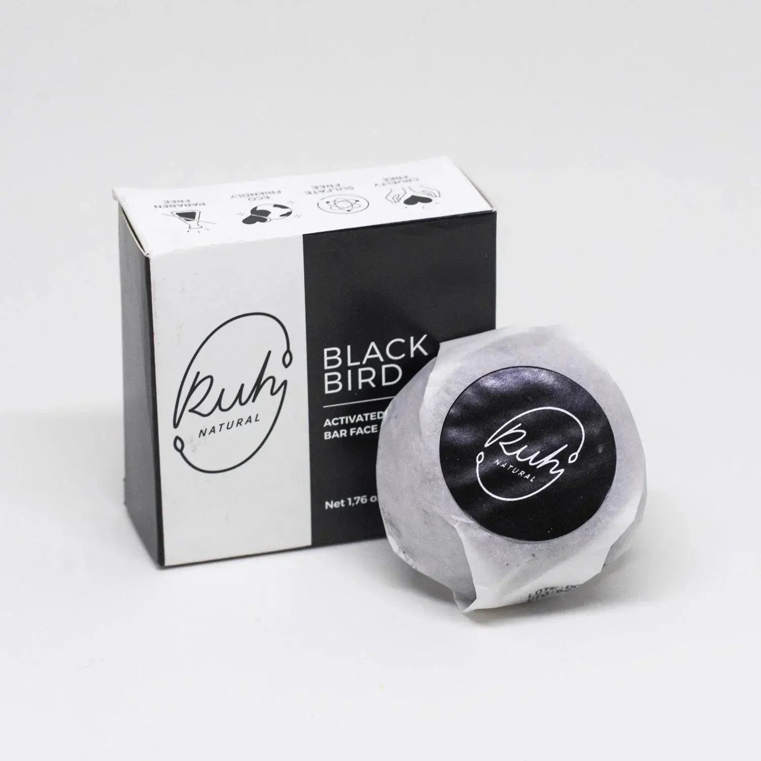 Activated Charcoal Bar Face Soap - Blackbird, back view - House Of Avana