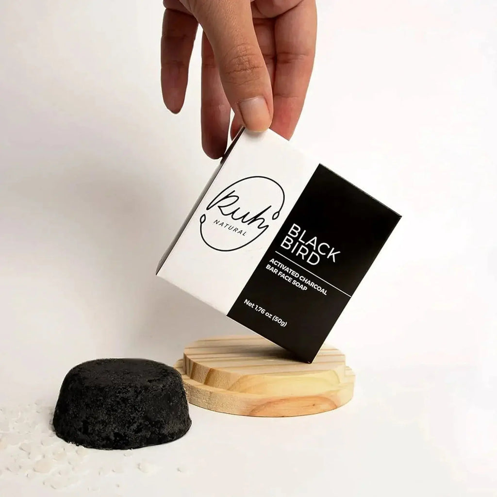 Activated Charcoal Bar Face Soap - Blackbird, lifestyle image - House Of Avana