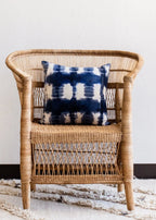 Adire Tie-dye Wool Blue Indigo Throw Pillow, front view - House Of Avana
