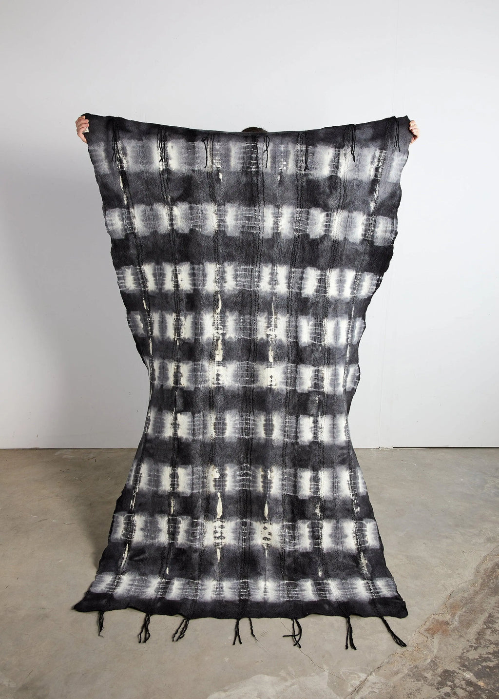 Adire Tye-dye Lightweight Wool Throw Blanket, front view - House Of Avana