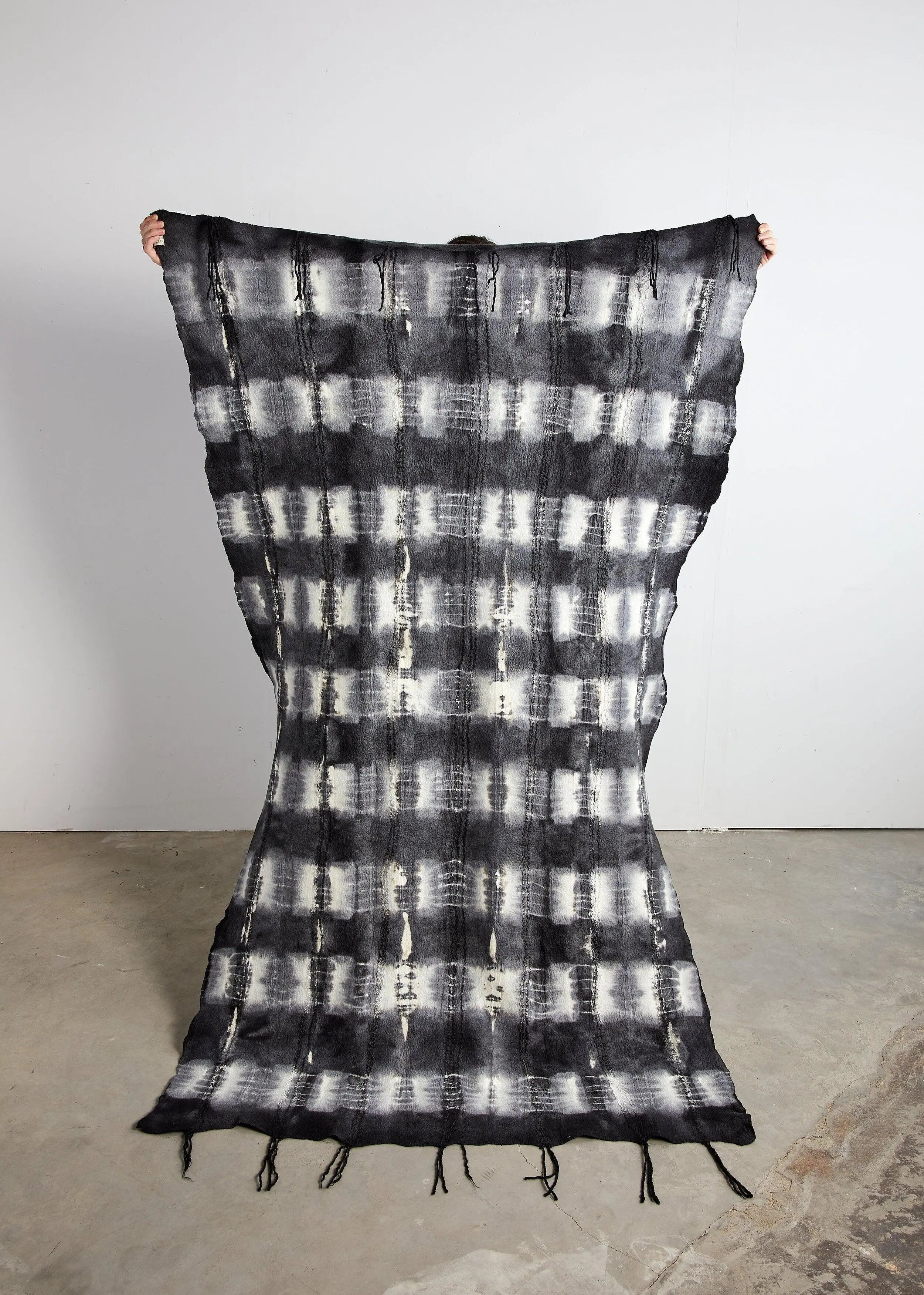 Adire Tye-dye Lightweight Wool Throw Blanket, front view - House Of Avana