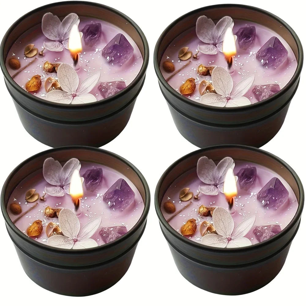 [aesthetic Lavender Candle] S Lavender Candle - Aesthetic Fragrance, Cute Purple Embedded Crystal &... - House Of Avana [[SKU:HOA-CAN-045]]