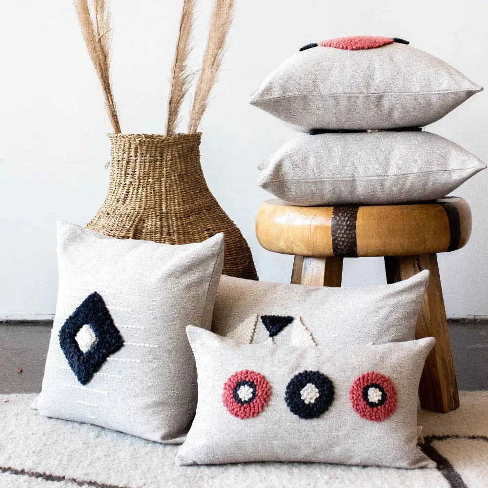 Afriscandi Circles Throw Pillow, side view - House Of Avana