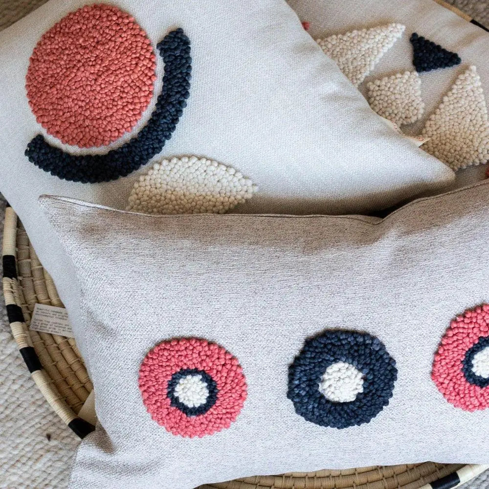 Afriscandi Circles Throw Pillow, lifestyle image - House Of Avana