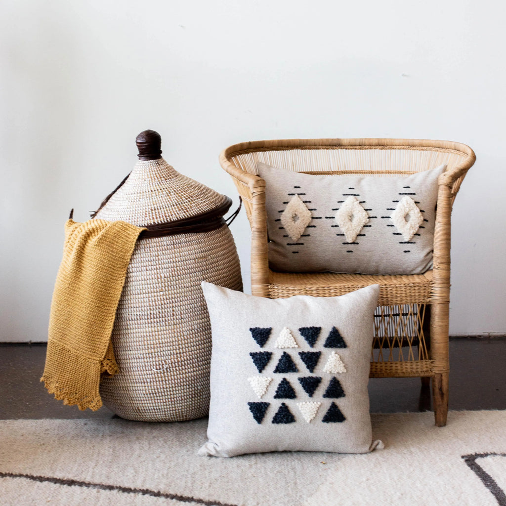 Afriscandi Harvest Wool + Cotton Throw Pillow, back view - House Of Avana
