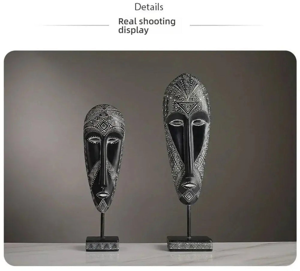 African Mask Wall Art - Hand-Painted Tribal Design | Decorative Figurine | dimensions | Abstract home decor | House of Avana