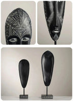 African Mask Wall Art - Hand-Painted Tribal Design | Decorative Figurine | room setting | Abstract home decor | House of Avana