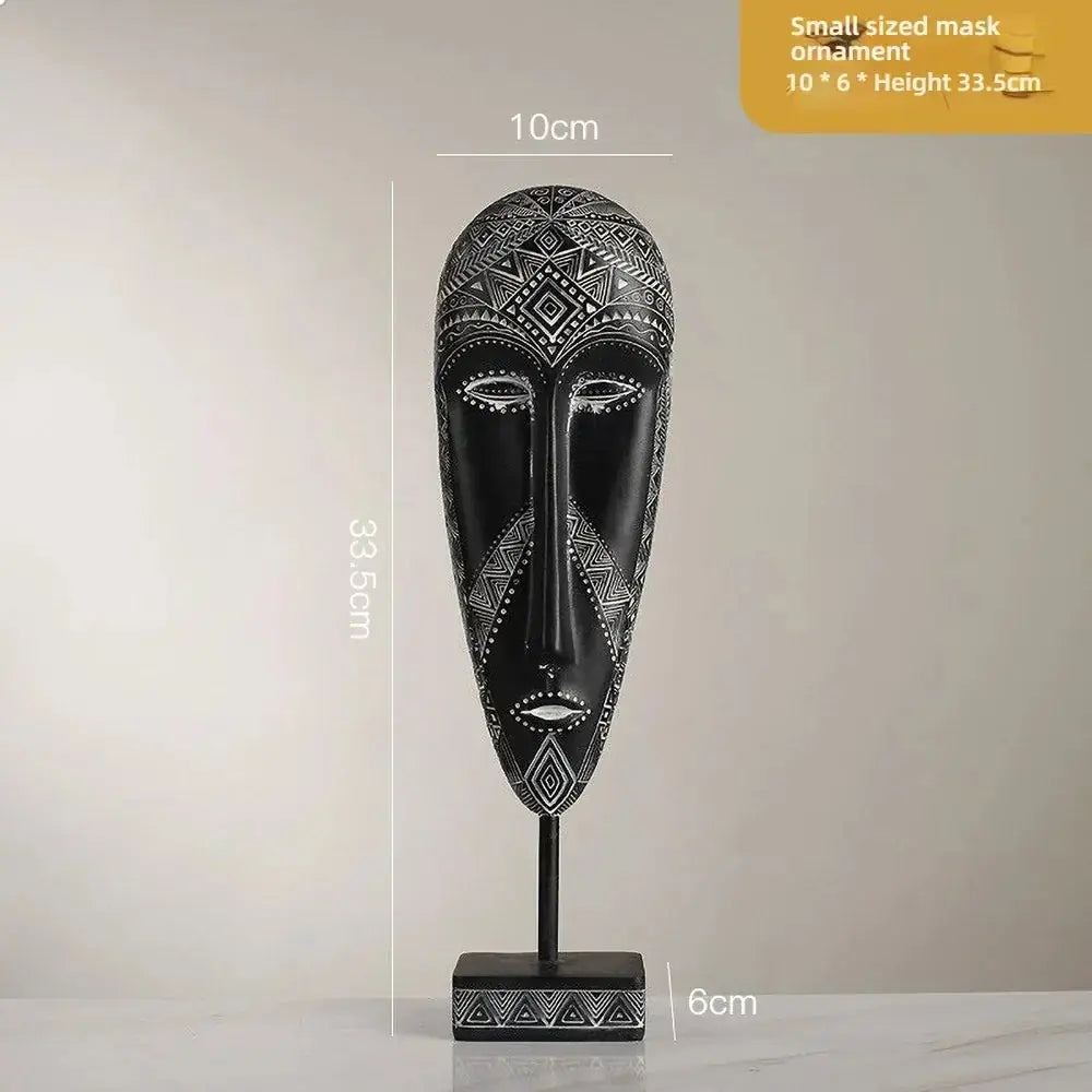 African Mask Wall Art - Hand-Painted Tribal Design | Decorative Figurine | overhead view | Abstract home decor | House of Avana