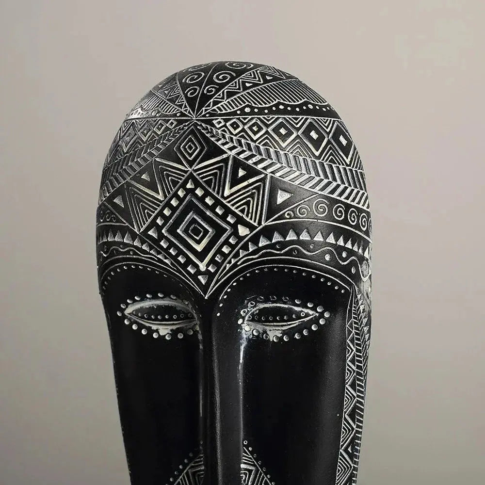 African Mask Wall Art - Hand-Painted Tribal Design | Decorative Figurine | side view | Abstract home decor | House of Avana