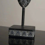 African Mask Wall Art - Hand-Painted Tribal Design | Decorative Figurine | back view | Abstract home decor | House of Avana