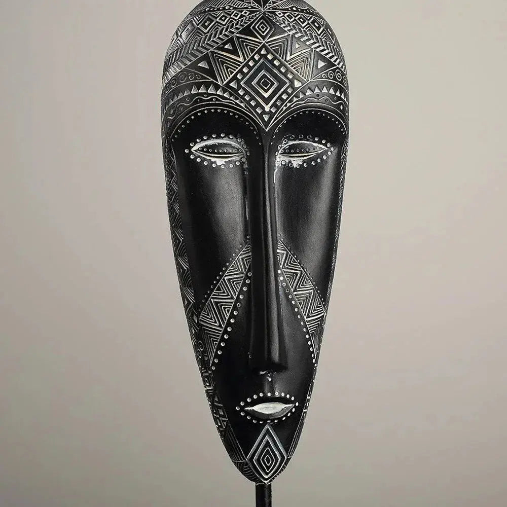 African Mask Wall Art - Hand-Painted Tribal Design | Decorative Figurine | detail view | Abstract home decor | House of Avana