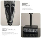 African Mask Wall Art - Hand-Painted Tribal Design | Decorative Figurine | angle view | Abstract home decor | House of Avana