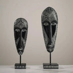 African Mask Wall Art - Hand-Painted Tribal Design | Decorative Figurine | front view | Abstract home decor | House of Avana