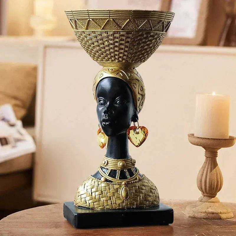 Tribal Figurine - Black Sculpture Decor, lifestyle image - House Of Avana