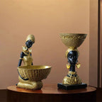 Tribal Figurine - Black Sculpture Decor, front view - House Of Avana