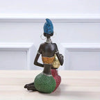 African Tribal Figurines - Colorful Pottery Design, top view - House Of Avana