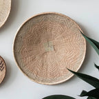 African Wall Basket Decor | Statement Binga Blonde Woven Wall Basket, back view - House Of Avana