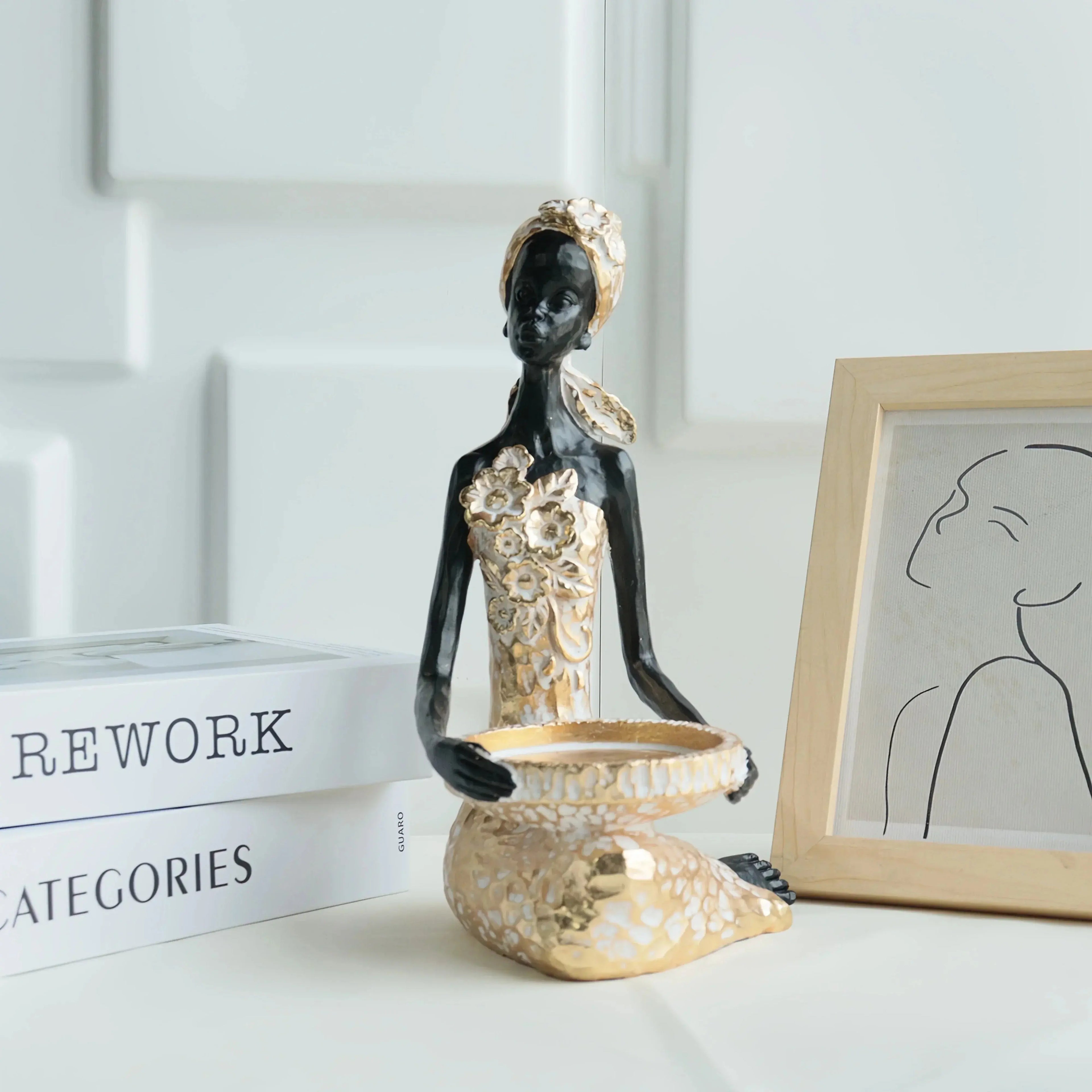 Black Figure Tabletop Statue - African Design, detail shot - House Of Avana